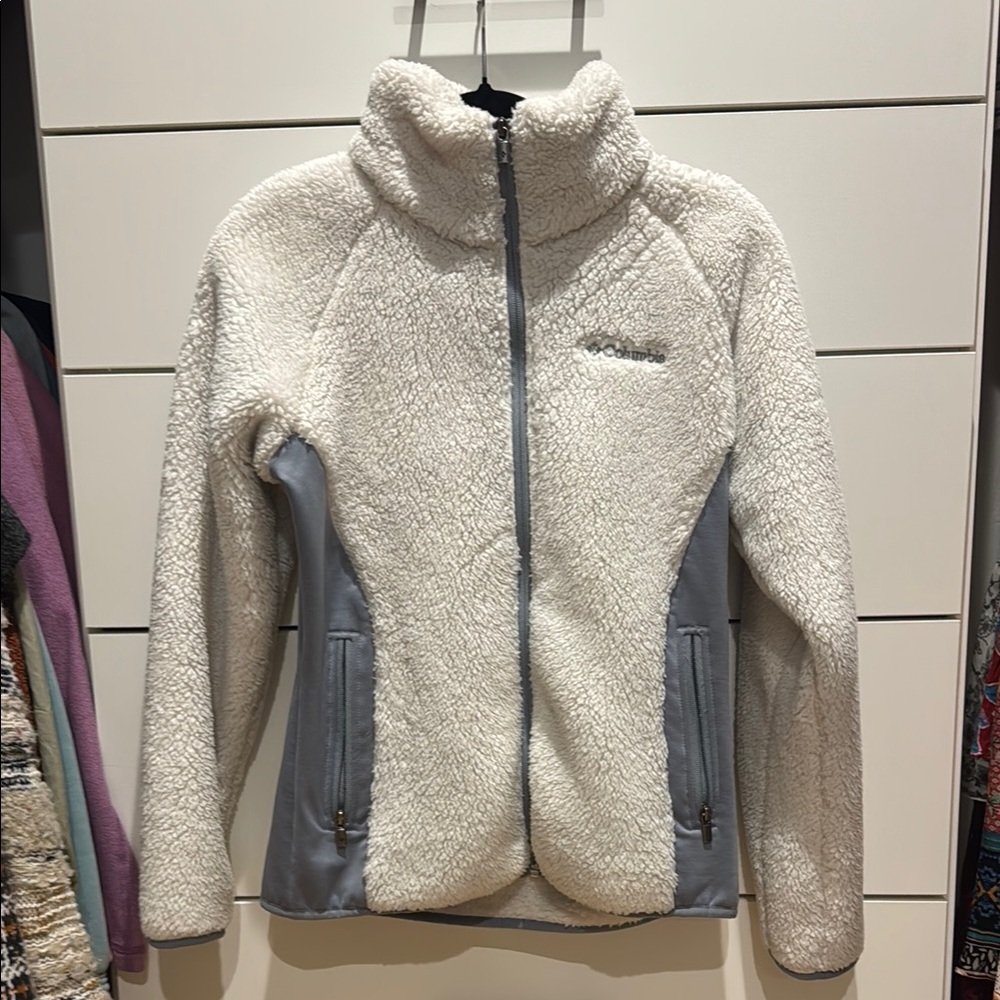 Cozy White and Gray Columbia Teddy Jacket